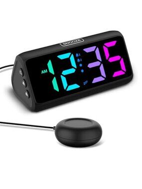 Loud Alarm Clock Heavy Sleepers Bed Shaker RGB Digital Clock Vibrating